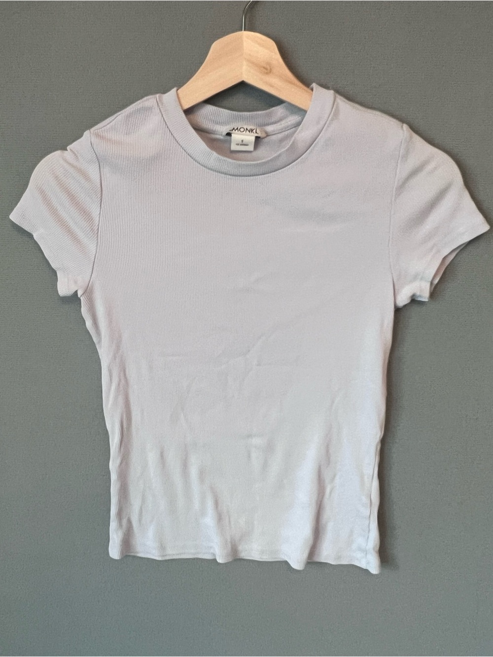 Monki Baby Blue Ribbed Short Sleeve Tee
